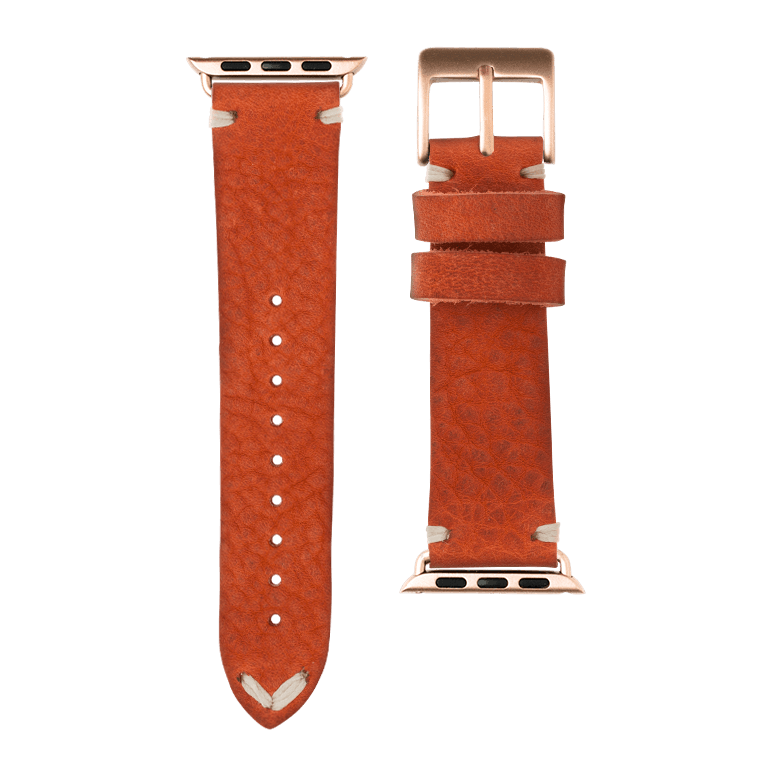 Vintage Leder Armband in Orange - bracebuds