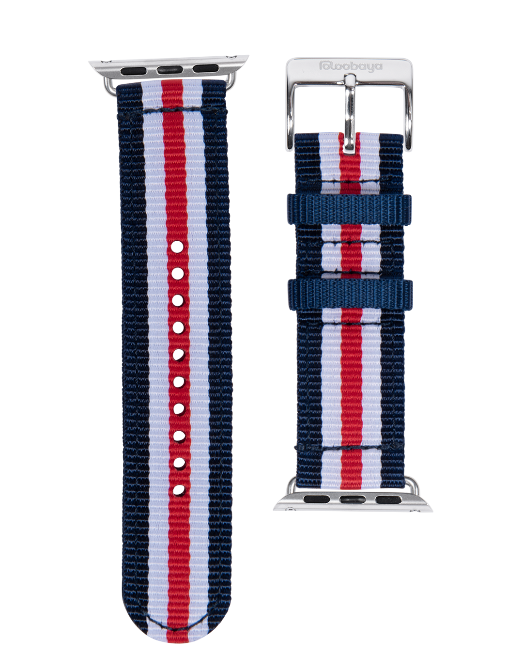 Nylon Armband in Dunkelblau / Weiß / Rot - bracebuds