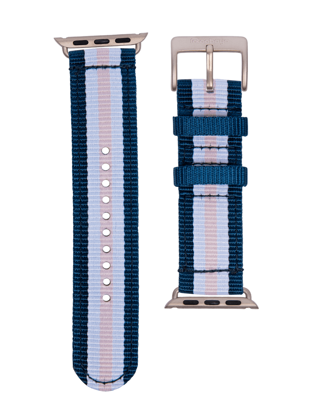 Nylon Armband in Mittelblau / Weiß / Hellrosa - bracebuds