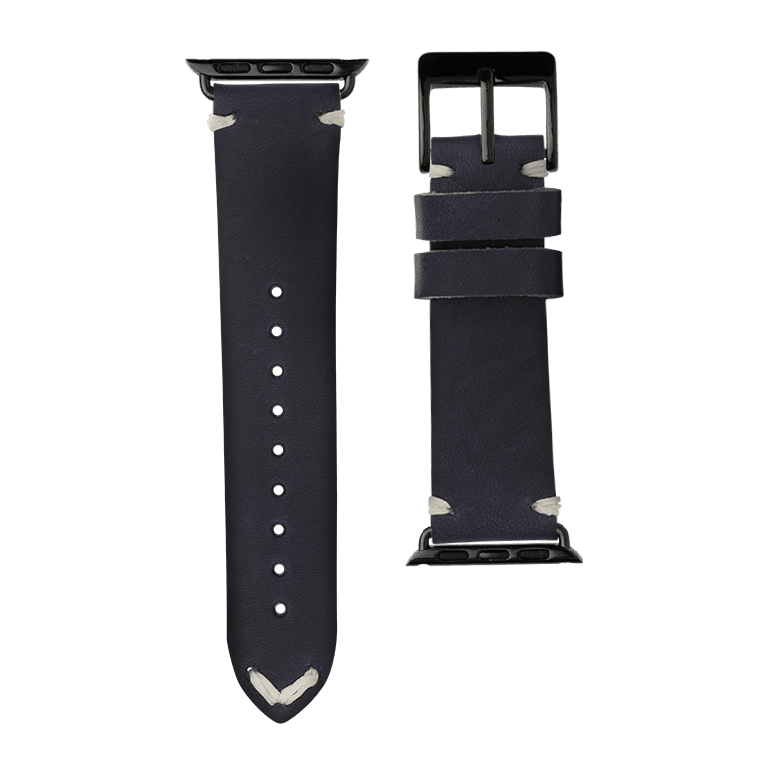 Vintage Leder Armband in Dunkelblau - bracebuds